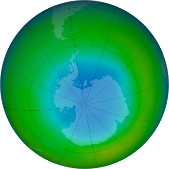 Antarctic ozone map for 1985-08